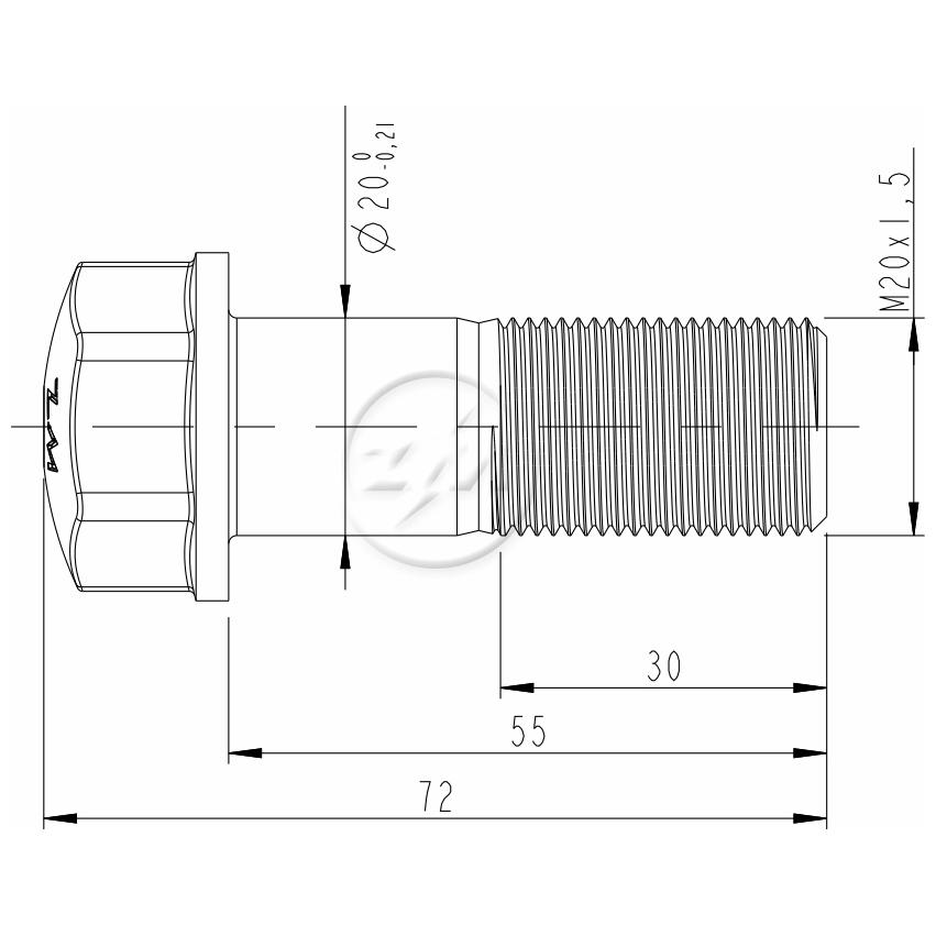 Kit 25 Parafuso Flangeado Esteira M20-1,5x55xCH27 - ZM - 3002055