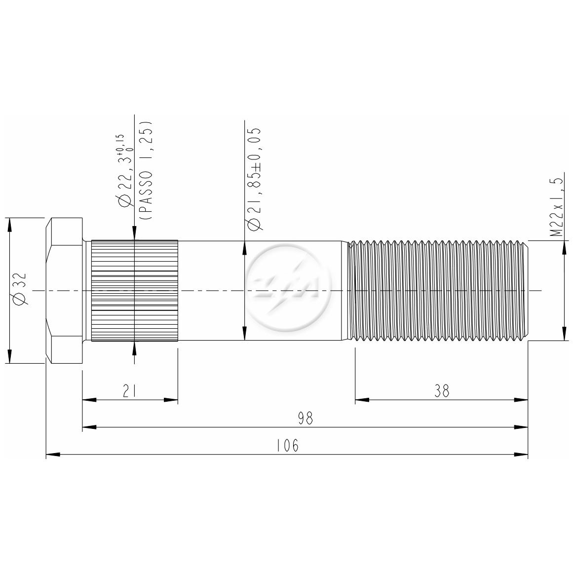 Kit 18 Parafuso de Roda M22-1,5 x 98/106 - ZM - 30.022.37
