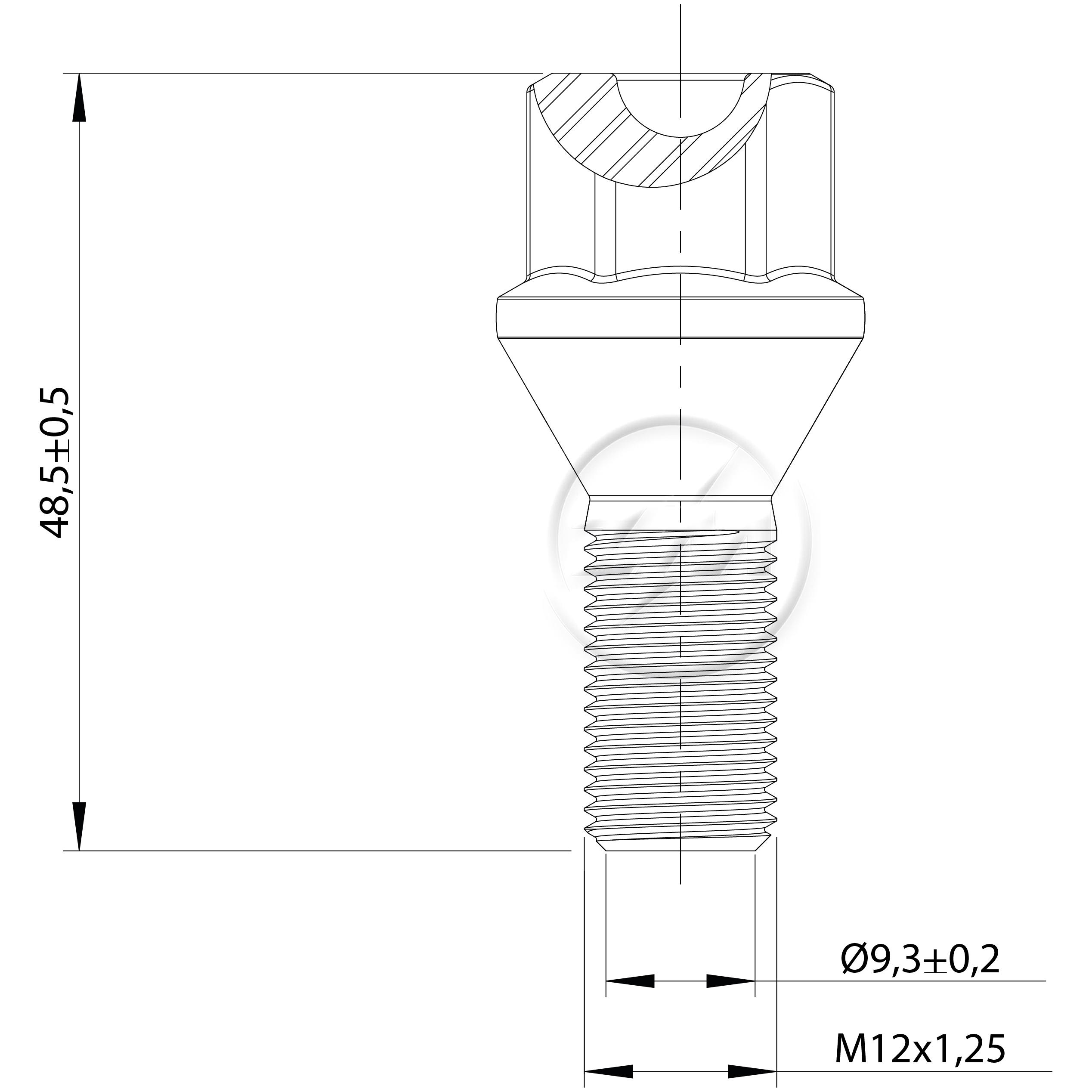 1 Parafuso de Roda M12-1,25 x 22/48,5 - ZM - 30.212.41
