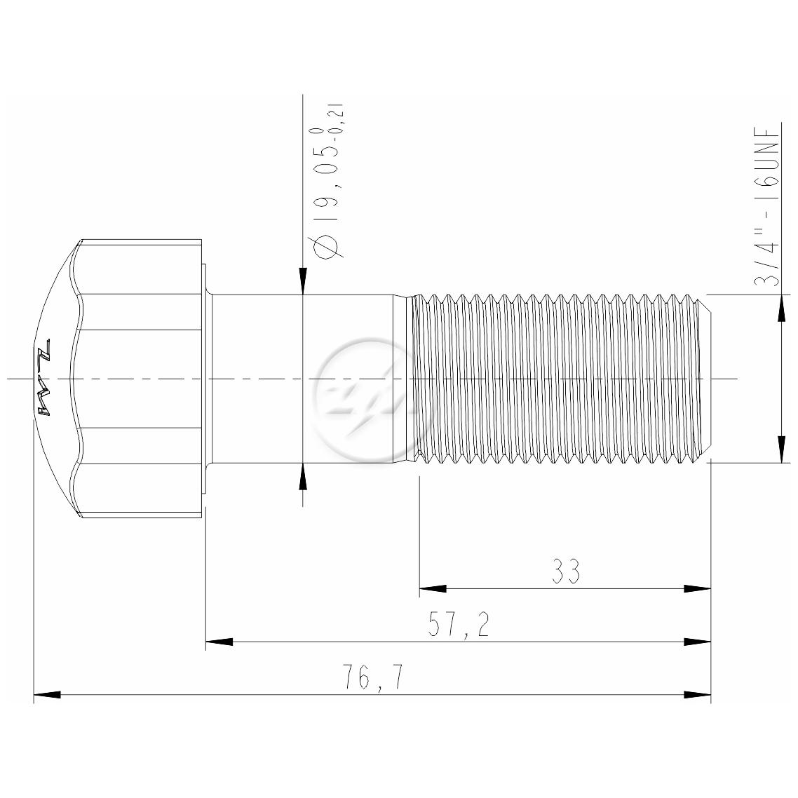 Kit 25 Parafuso da Esteira 3/4"-16UNF x 2,1/4" - ZM - 3030451