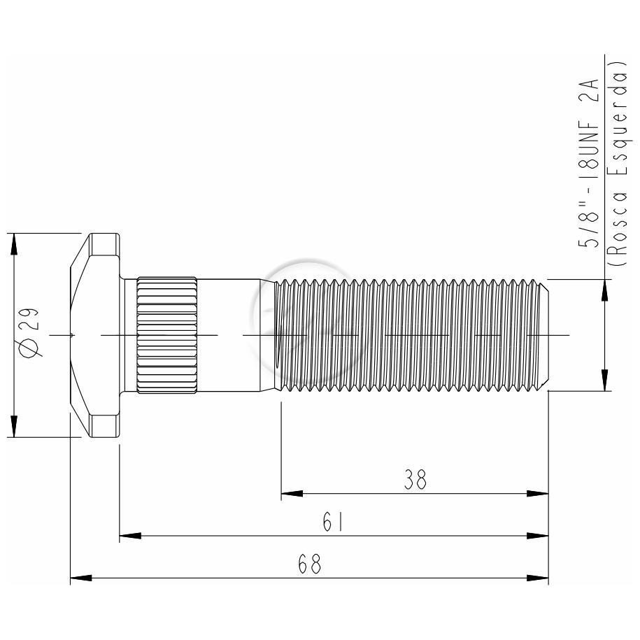 Parafuso de Roda 5/8"-18Unf X 61/68 Caixa com 46 Unidades para Ford F-350 e F-4000 - ZM - 30.508.10