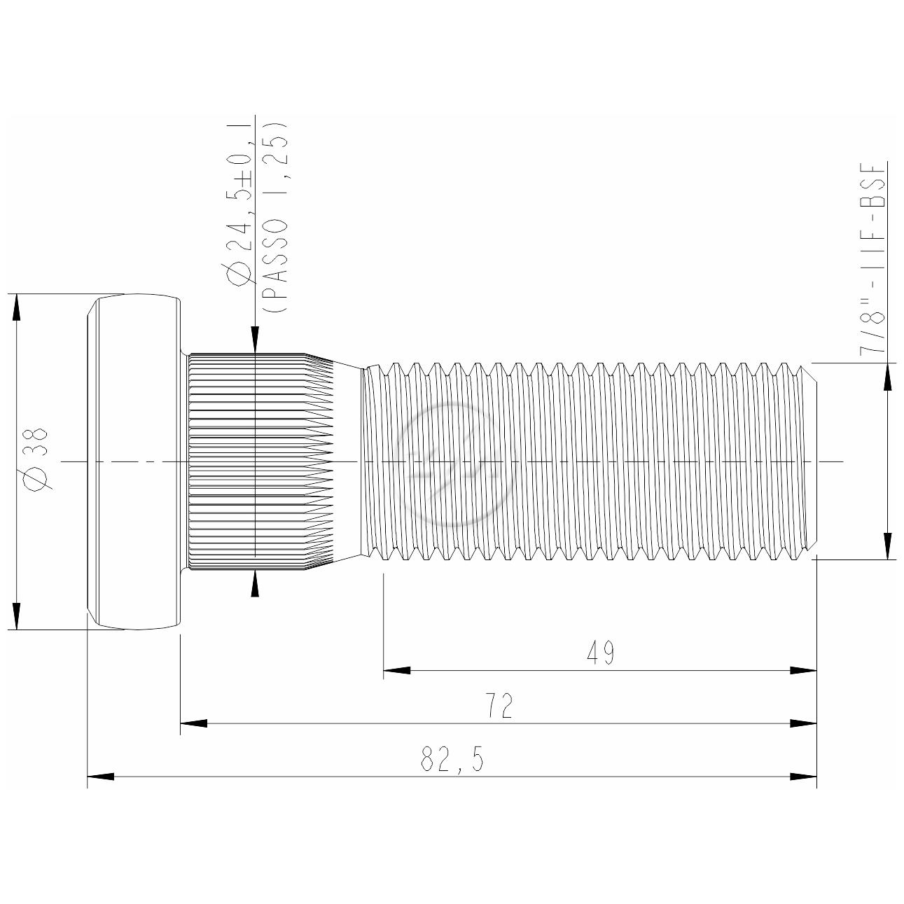 Kit 50 Parafuso de Roda 7/8"-11BSF x 72/82,5 - ZM - 3078010