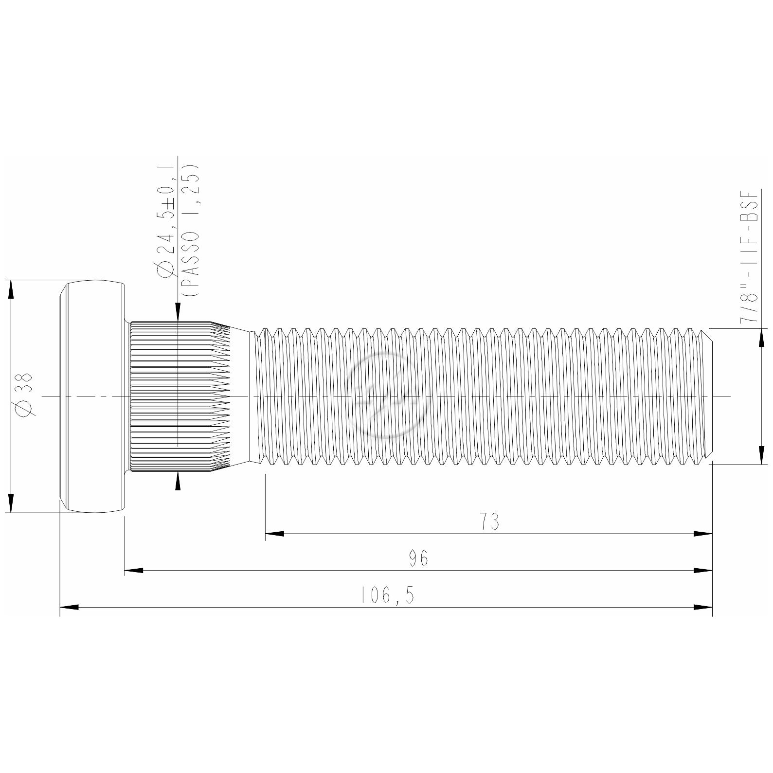 Kit 18 Parafuso de Roda 7/8"-11BSF x 96/106,5 - ZM - 3078014