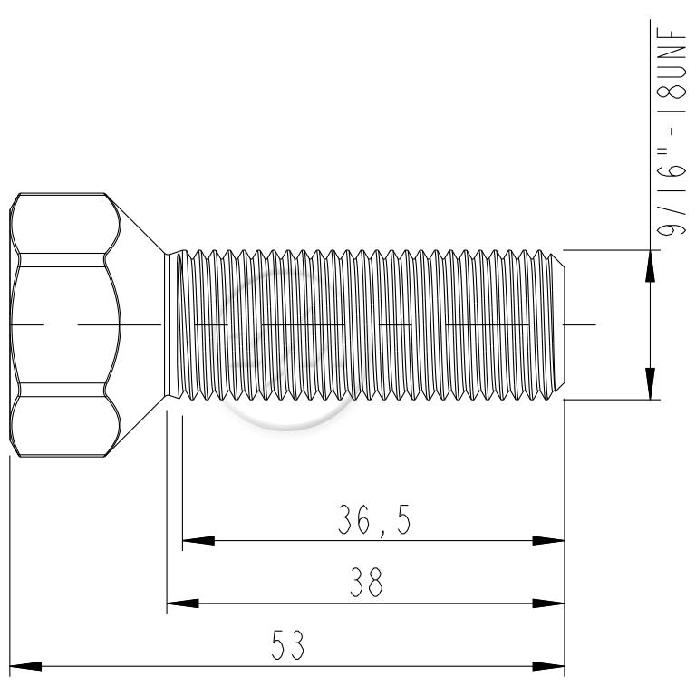 Kit 50 Parafuso Roda 9/16"-18UNF x 38/53 x CH7/8" - ZM - 3091631