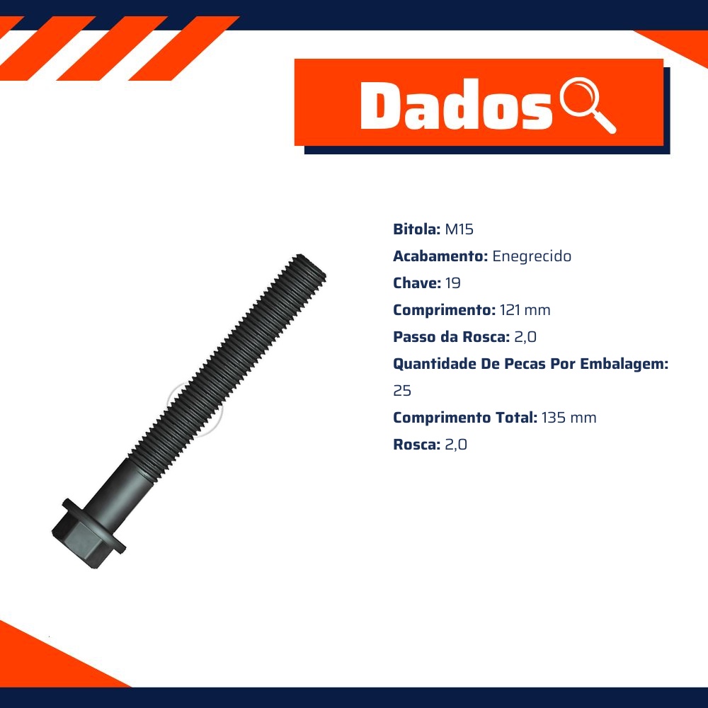 Kit 25 Parafuso Mancal Virabrequim M15-2,0x121 - ZM - 3201511