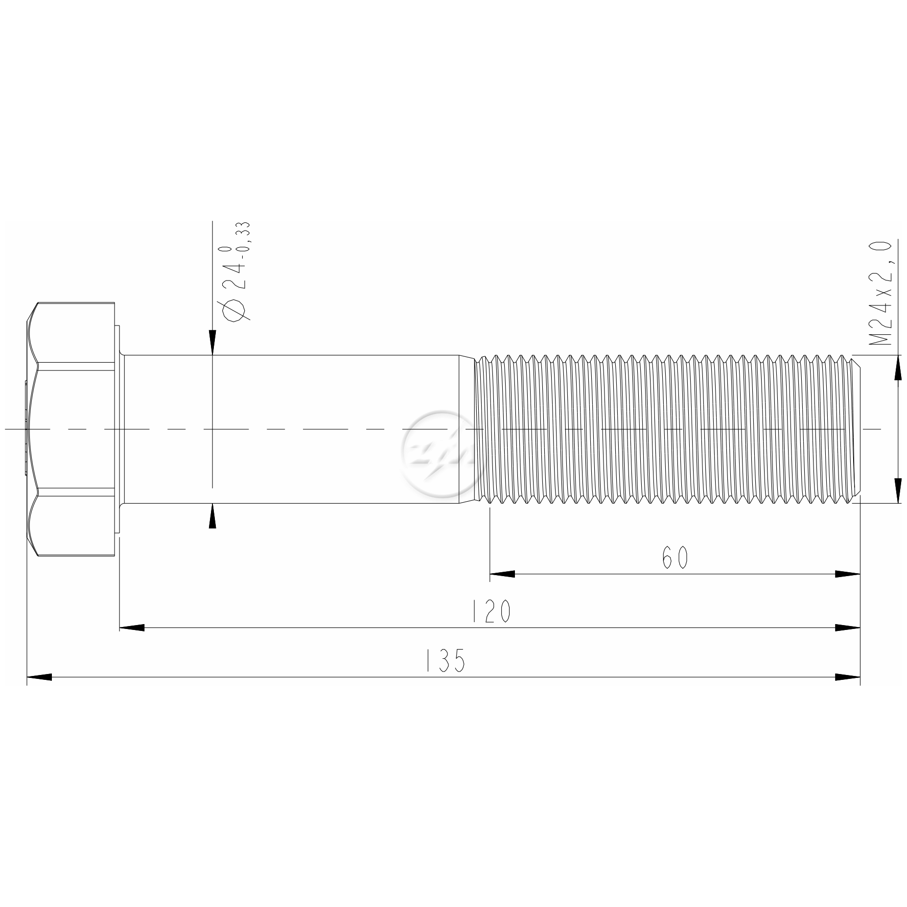 Kit 30 Parafuso Pino Tensor M24-2,0 X 120 X CH36 - ZM - 3202410