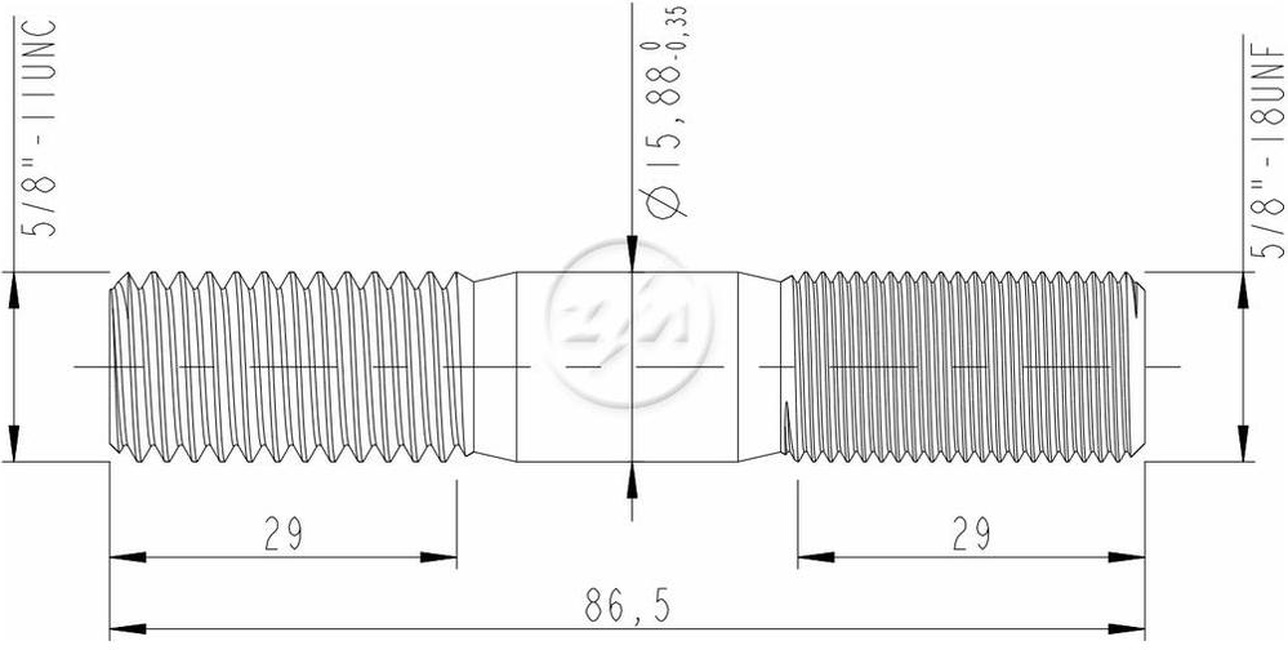 Kit 50 Prisioneiro Roda 5/8"-11UNCx5/8"x3,13/32" - ZM - 3250890