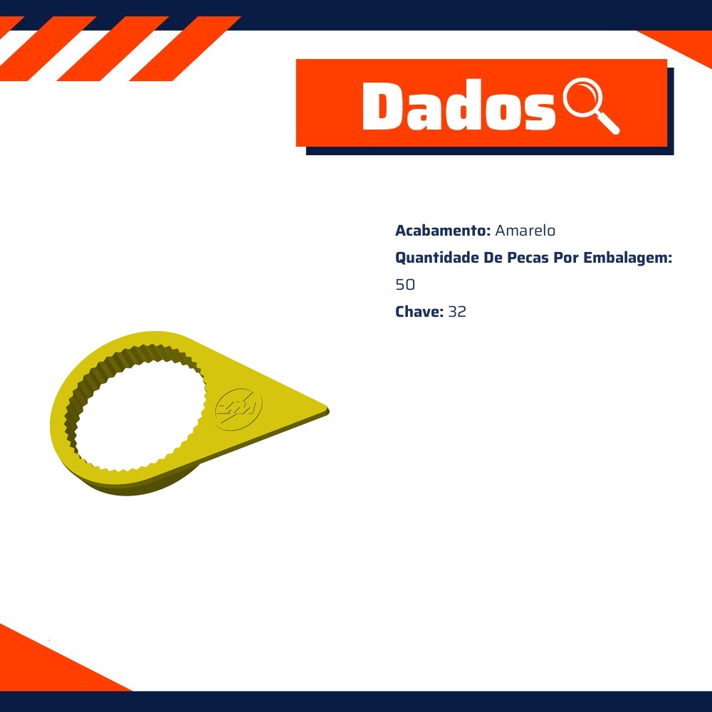 Kit 50 Verificador Visual para Porca Roda Chave 32 - ZM - 3303255