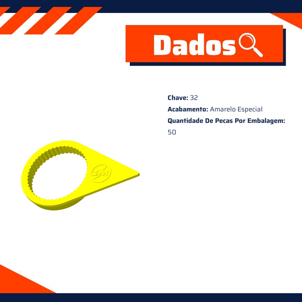 Kit 50 Verificador Visual para Porca Roda Chave 32 - ZM - 3303259