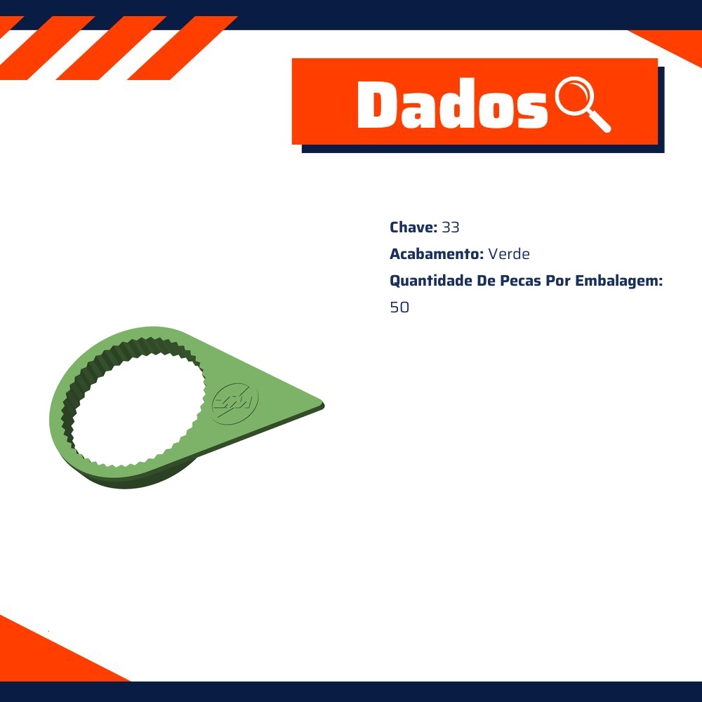 Kit 50 Verificador Visual para Porca Roda Chave 33 - ZM - 3303356