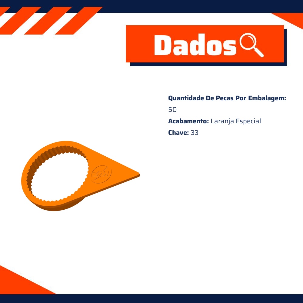 Kit 50 Verificador Visual para Porca Roda Chave 33 - ZM - 3303360