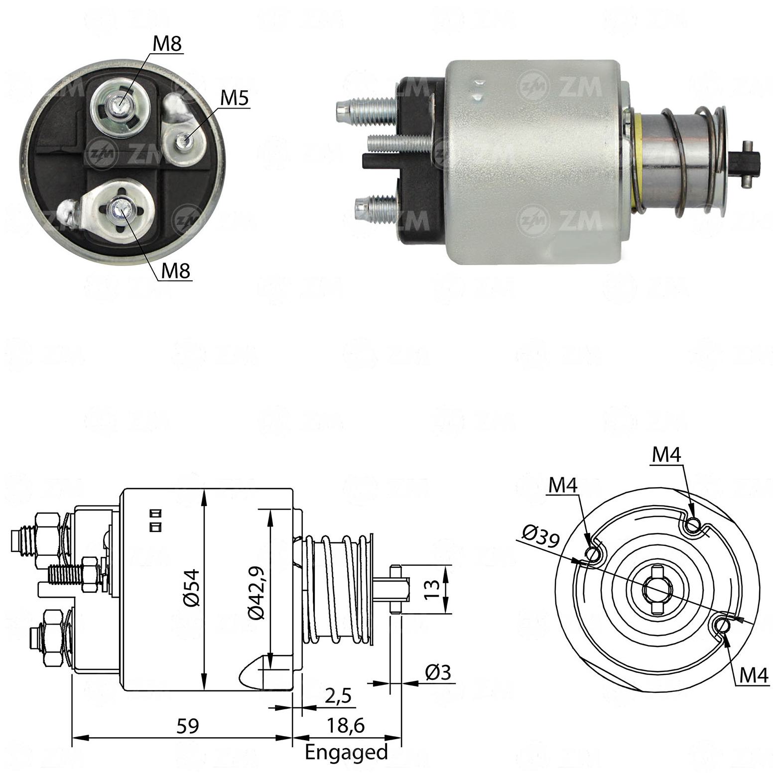 Relê Auxiliar de Partida para Peugeot 206 e Renault Kangoo - ZM - 3-492