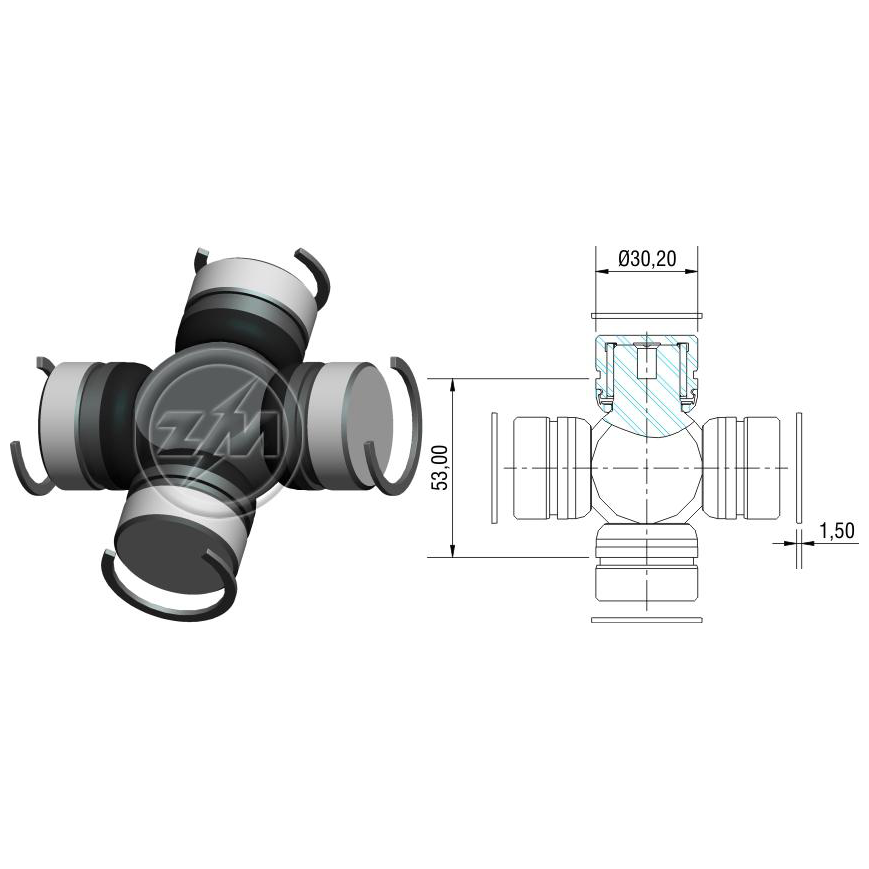 Cruzeta do Cardan para Ford F-1000 - ZM - 35.002.02