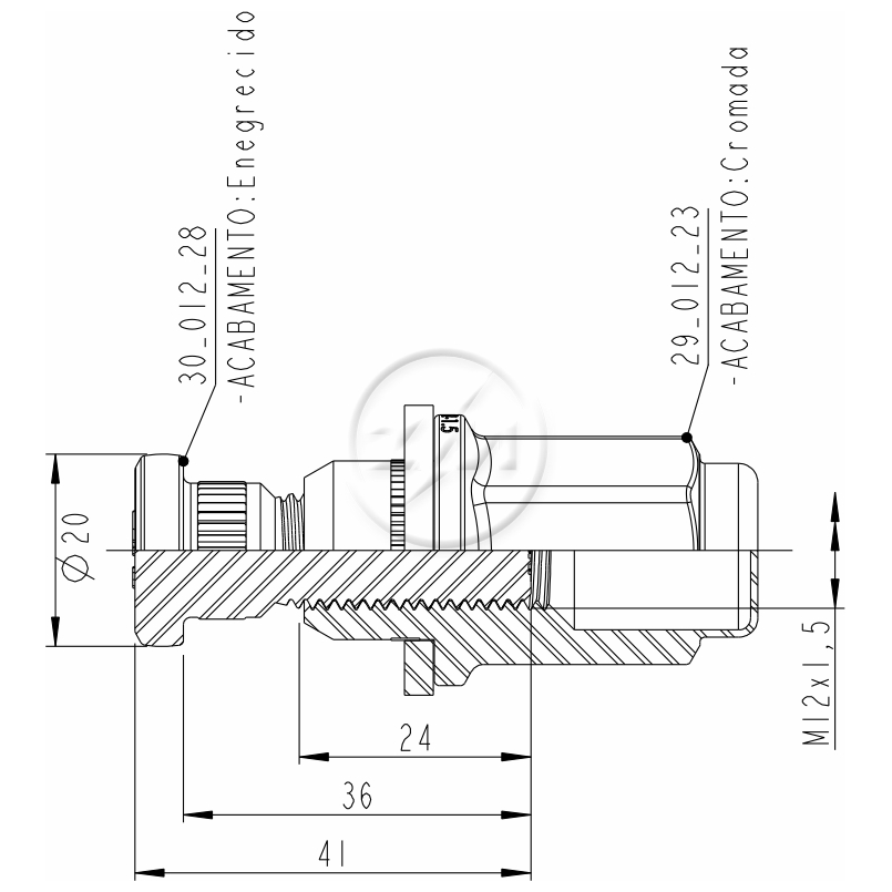 Prisioneiro de Roda com Porca M12-1,5 X 36/41 X Ch21 X H47 Caixa com 46 Unidades para Toyota Corolla - ZM - 40.012.29