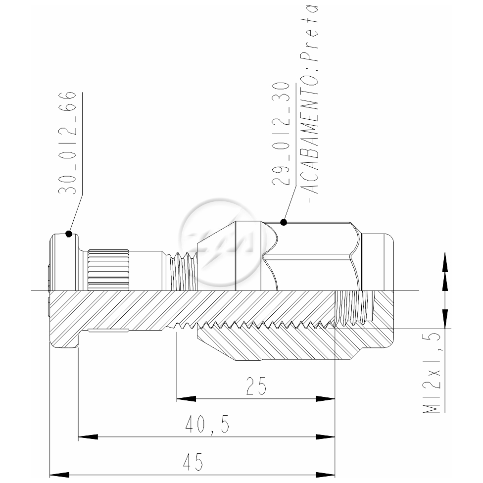 Kit 46 Parafuso Roda M12-1,5x40,5/45xCH19xH31 - ZM - 4001268