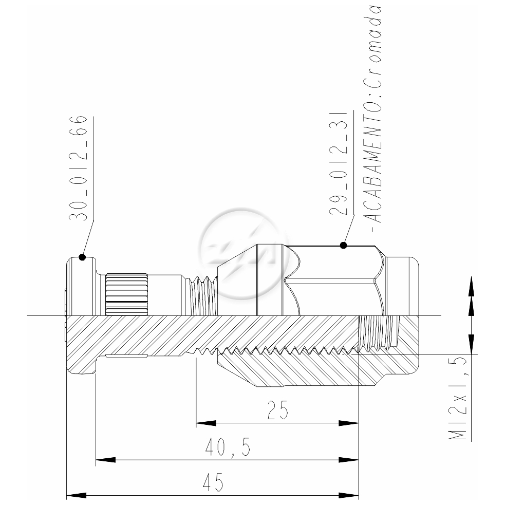 Kit 46 Parafuso Roda M12-1,5x40,5/45xCH19xH31 - ZM - 4001270