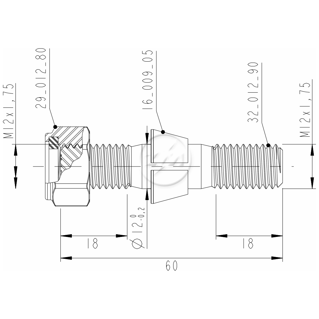 Kit 50 Prisioneiro Roda M12-1,75x60xCH19 - ZM - 40.012.90