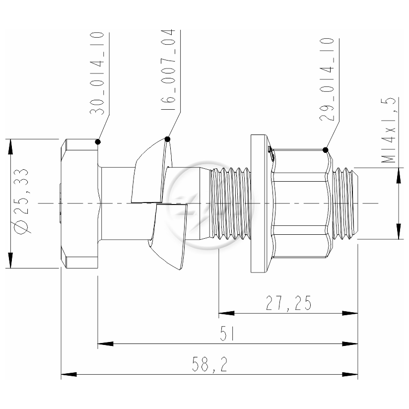 Kit 28 Parafuso Roda M14-1,5x51/58,2xCH19xH16 - ZM - 4001409