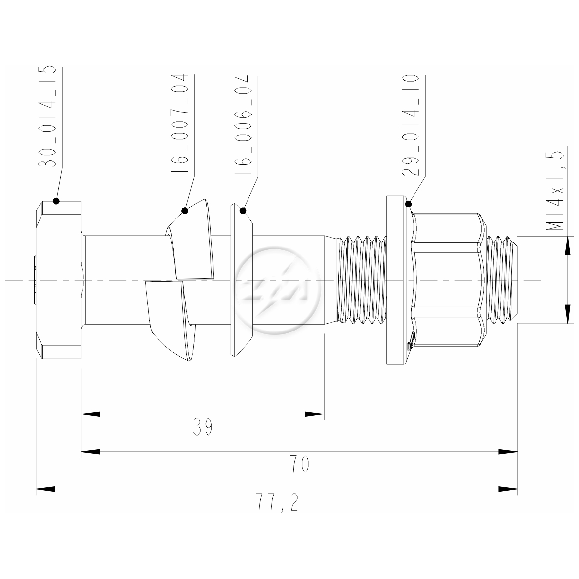 Kit 30 Parafuso Roda M14-1,5x70/77,2xCH19xH16 - ZM - 4001415