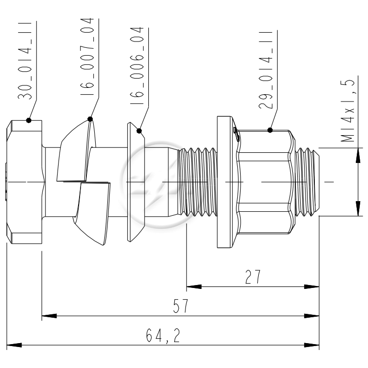 Kit 46 Parafuso Roda M14-1,5x57/64,2xCH19xH16 - ZM - 4001417