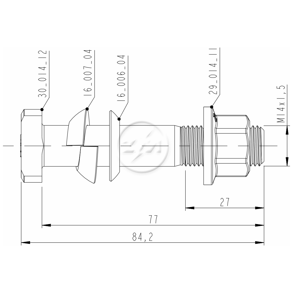Kit 30 Parafuso Roda M14-1,5x77/84,2xCH19xH16 - ZM - 4001418
