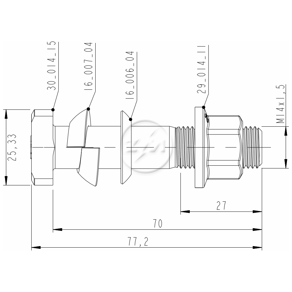 Kit 30 Parafuso Roda M14-1,5x70/77,2xCH19xH16 - ZM - 4001419