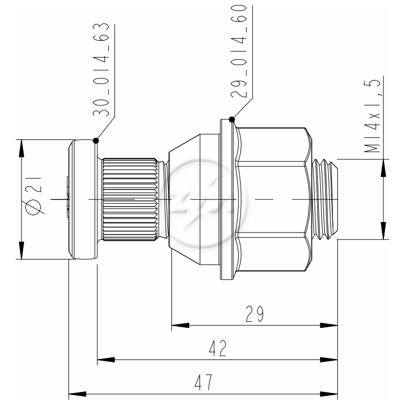 Prisioneiro de Roda com Porca M14-1,5 X 42/47 X Ch22 X H25 Caixa com 80 Unidades para Hyundai HR - ZM - 40.014.63