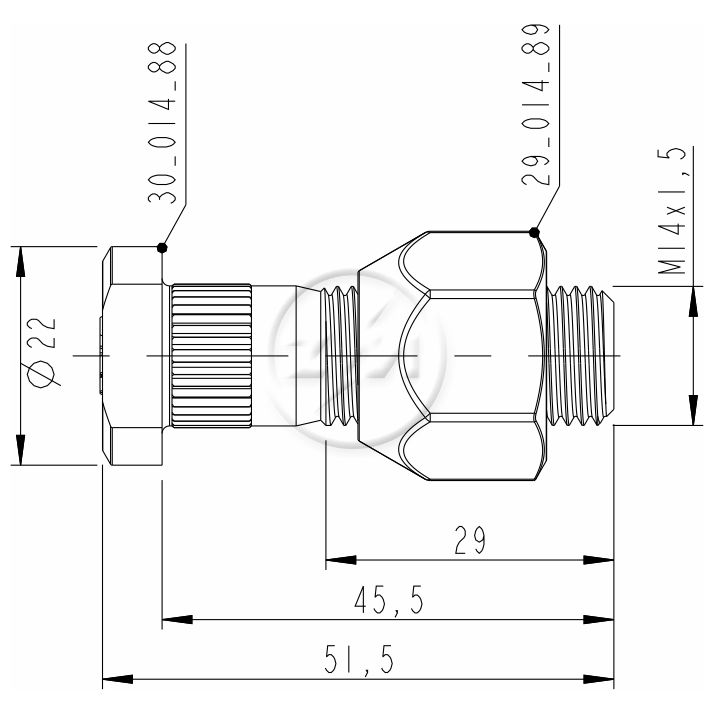 Prisioneiro de Roda com Porca M14-1,5 X 45,5/51,5 X Ch22 X H19 Caixa com 80 Unidades para KIA Bongo - ZM - 40.014.88