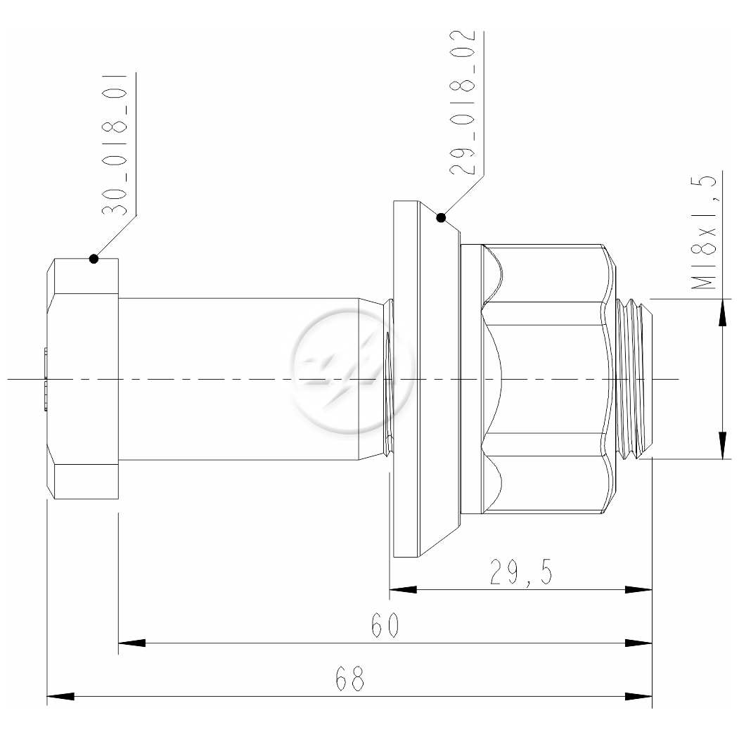 Kit 50 Parafuso Roda M18-1,5x60/68xCH27xH25 - ZM - 40.018.05