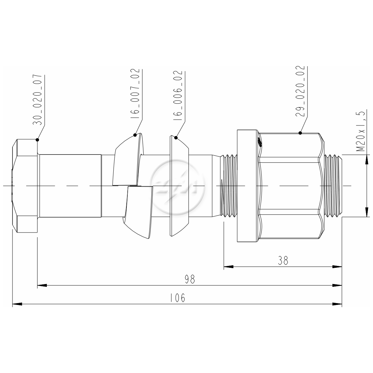 Kit 30 Parafuso Roda M20-1,5x98/106xCH30xH28 - ZM - 4002016