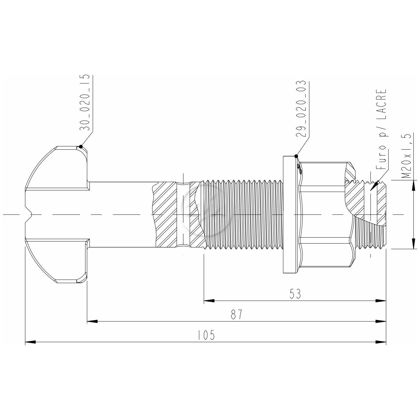 Kit 30 Parafuso Roda M20-1,5x87/105xCH27xH21 - ZM - 4002025