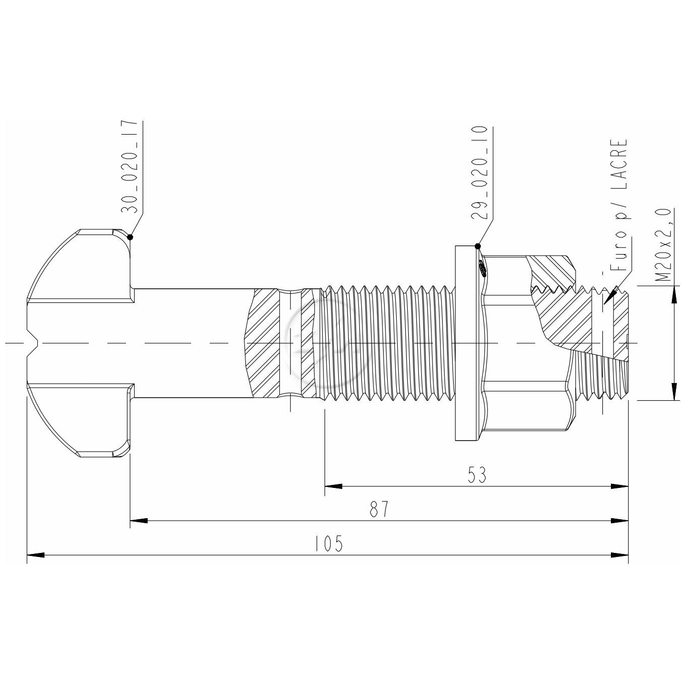 Kit 30 Parafuso Roda M20-2,0x87/105xCH27xH21 - ZM - 4002027