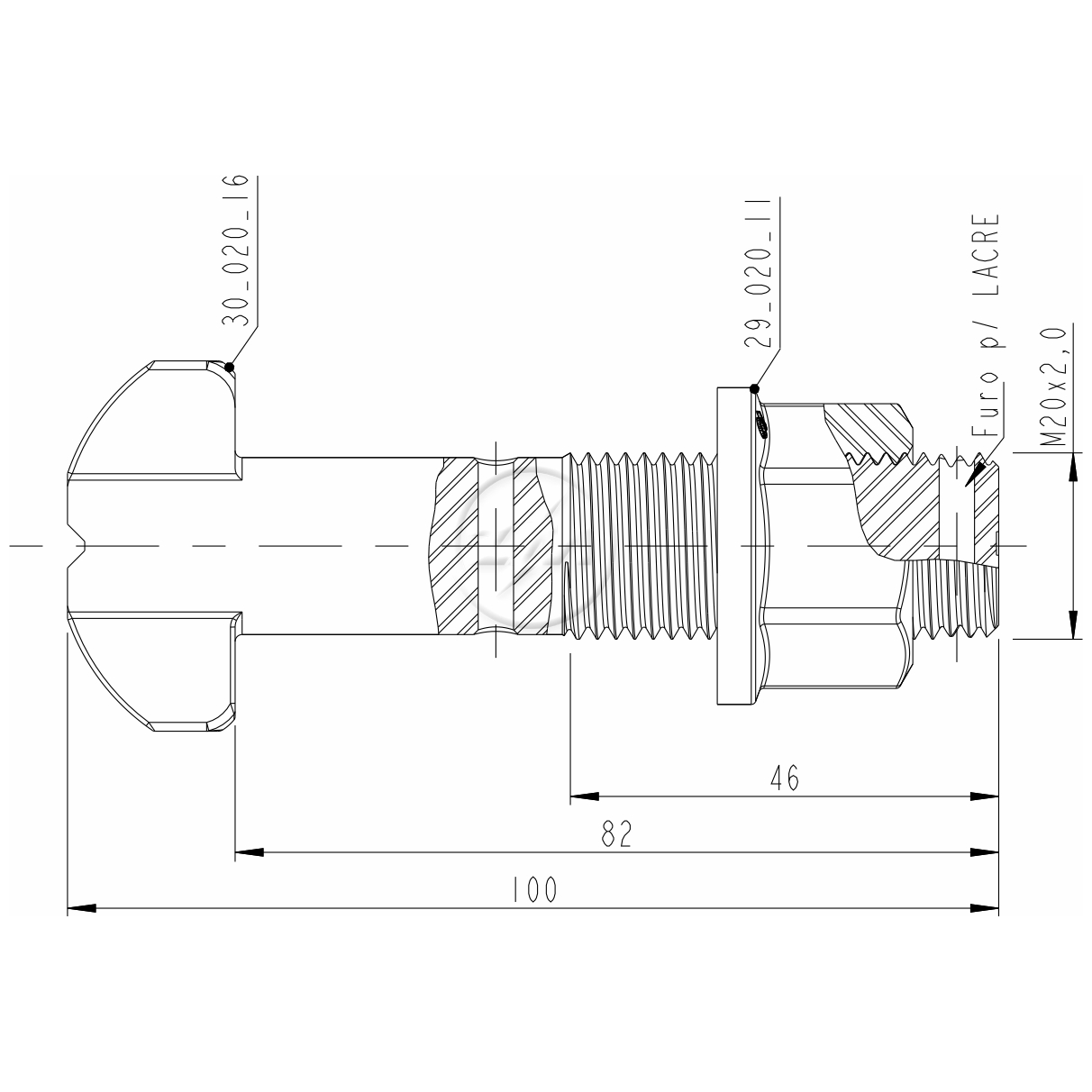 Kit 30 Parafuso Roda M20-2,0x80/98xCH27xH21 - ZM - 40.020.28