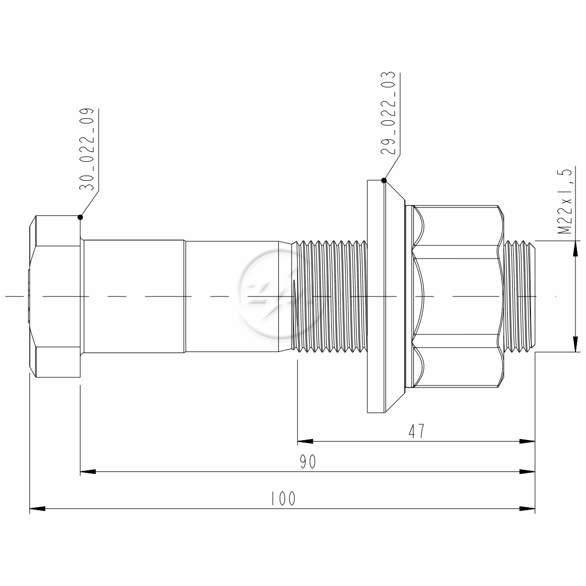 Kit 24 Parafuso Roda M22-1,5x90/100xCH32xH27 - ZM - 4002209