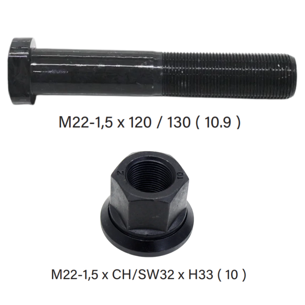 Kit 8 Parafuso Roda M22-1,5x120/130xCH32xH33 - ZM - 4002233