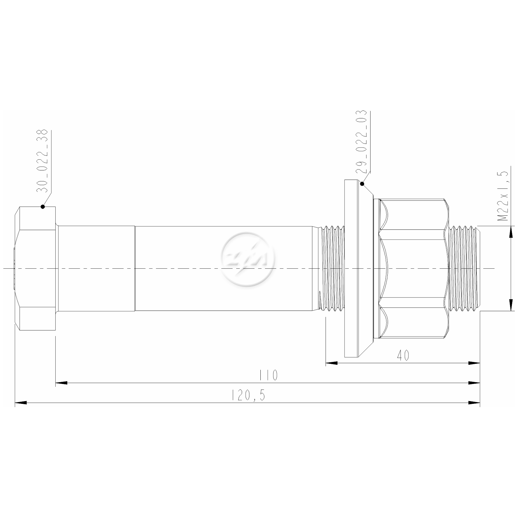 Kit 20 Parafuso Roda M22-1,5x110/120,5xCH32 - ZM - 40.022.43