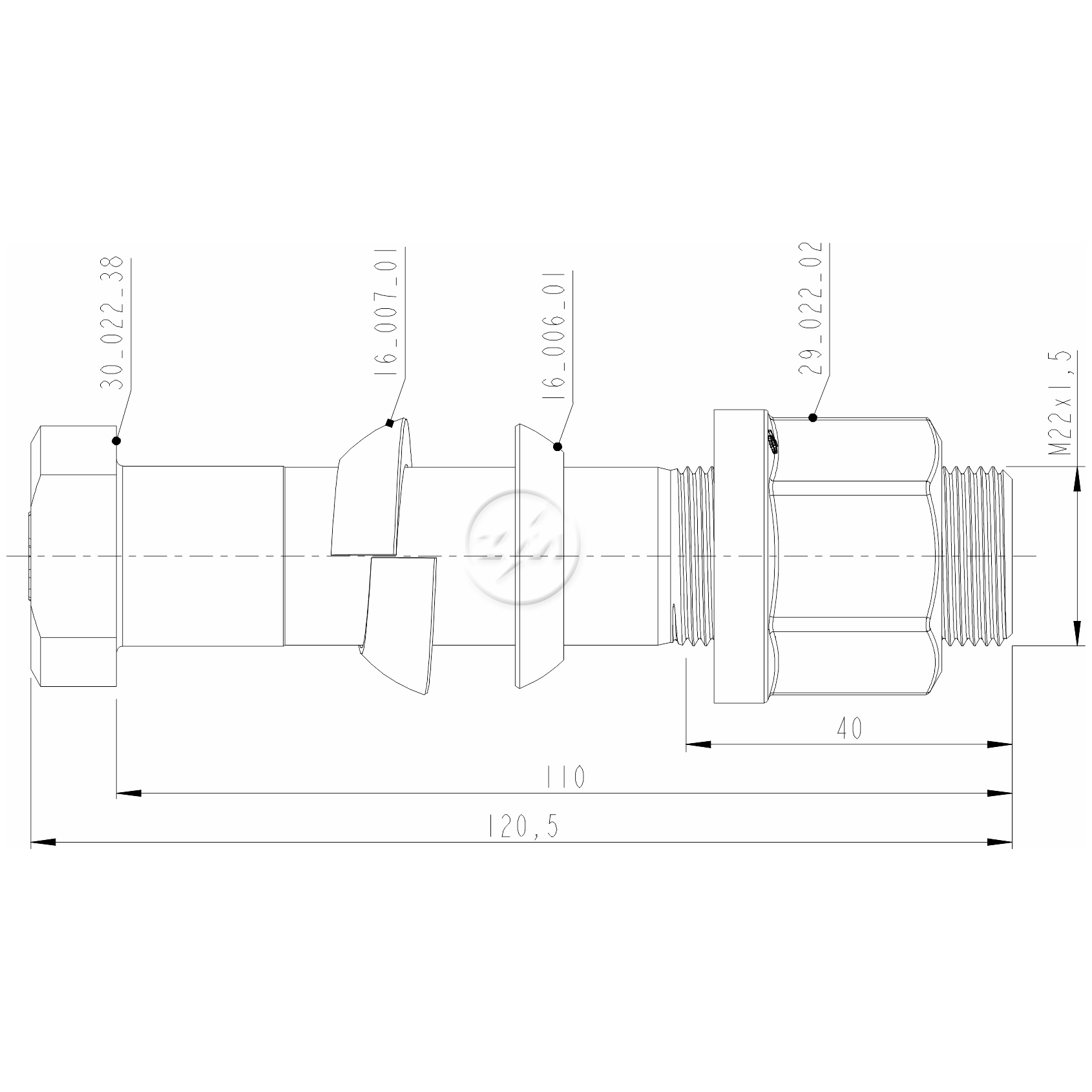 Kit 18 Parafuso Roda M22-1,5x110/120,5xCH30 - ZM - 40.022.44