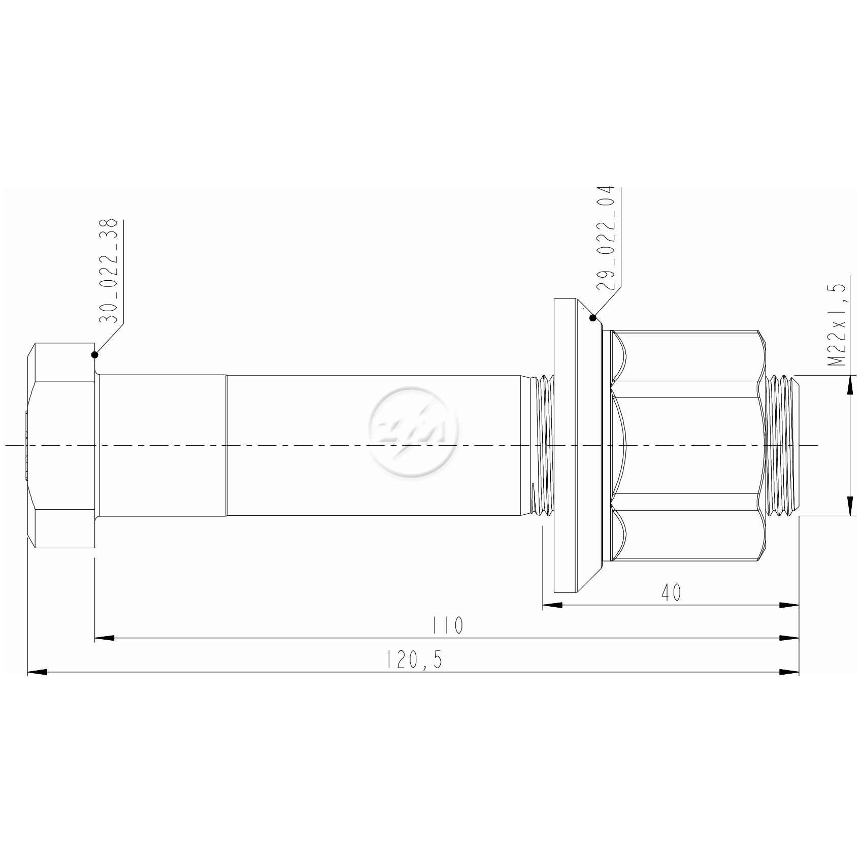 Kit 20 Parafuso Roda M22-1,5x110/120,5xCH32 - ZM - 40.022.45
