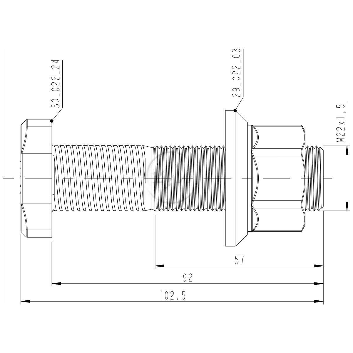 Kit 12 Parafuso Roda M22-1,5x92/102,5xCH32 - ZM - 40.022.66