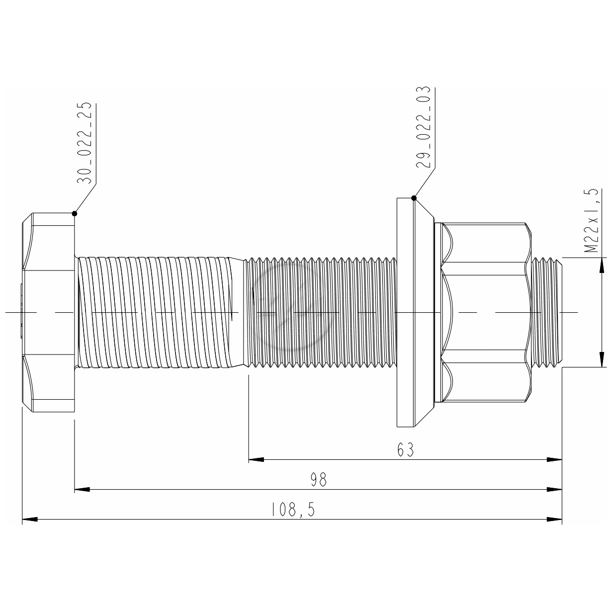 Kit 12 Parafuso Roda M22-1,5x98/108,5xCH32 - ZM - 40.022.67
