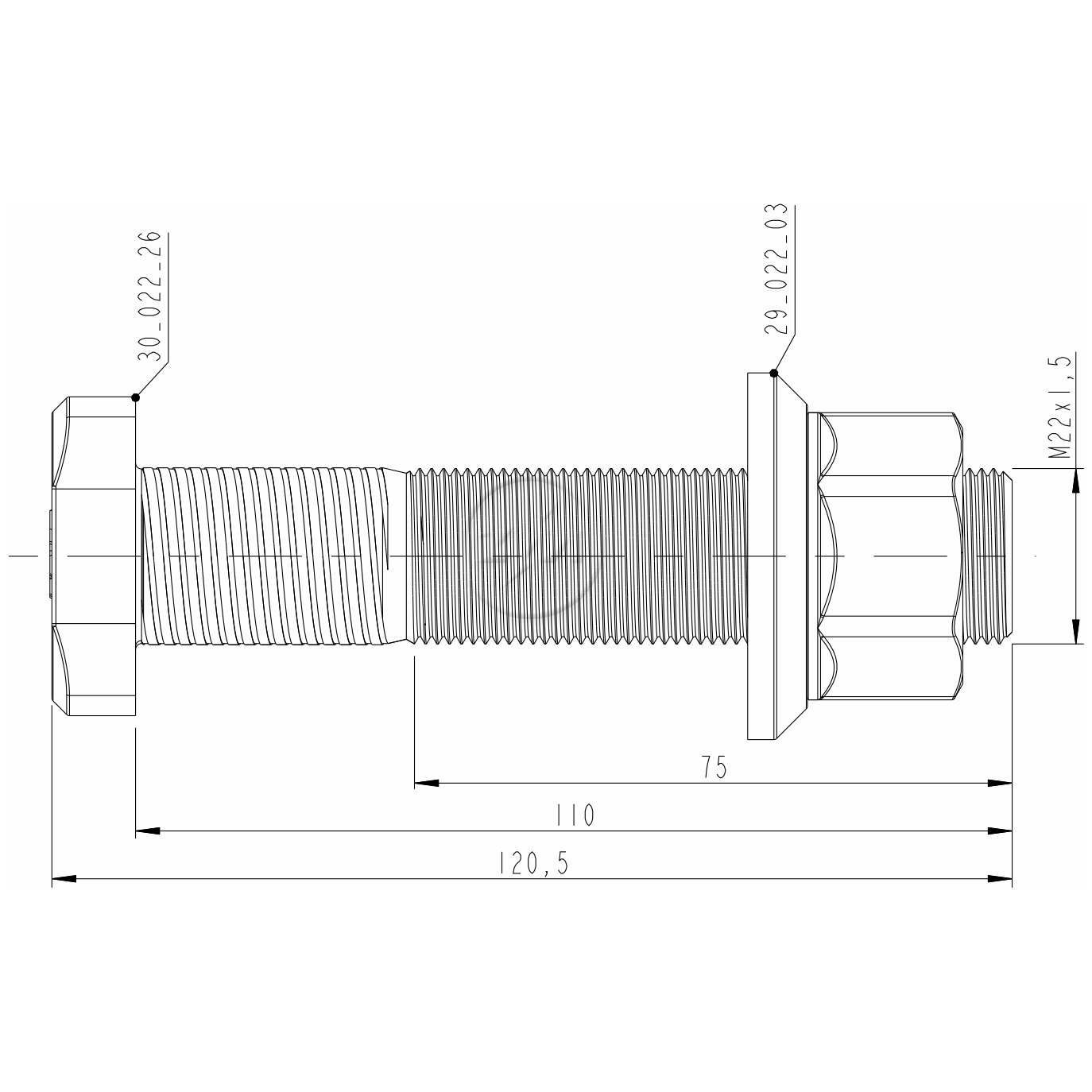 Kit 12 Parafuso Roda M22-1,5x110/120,5xCH32 - ZM - 40.022.68