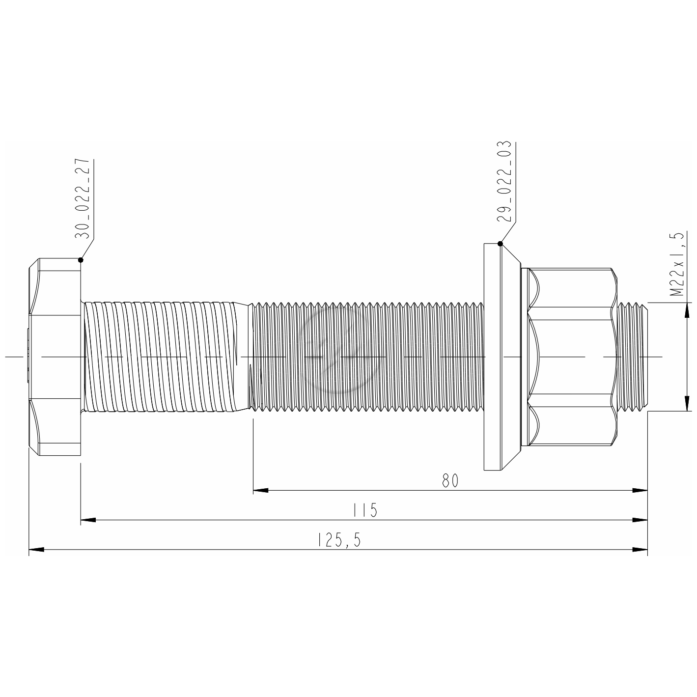 Kit 12 Parafuso Roda M22-1,5x115/125,5xCH32 - ZM - 40.022.69