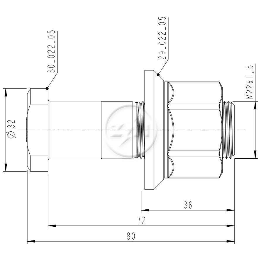 Kit 30 Parafuso Roda M22-1,5x72/82xCH33xH30 - ZM - 40.022.97