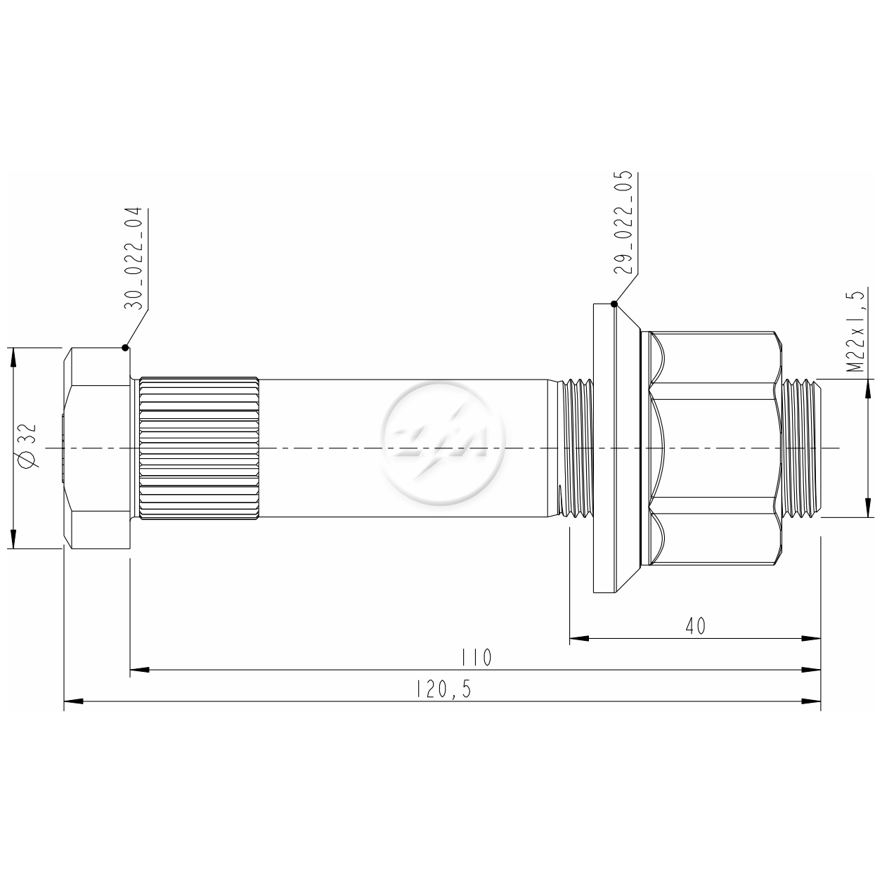 Kit 12 Parafuso Roda M22-1,5x110/120,5xCH33 - ZM - 40.022.98
