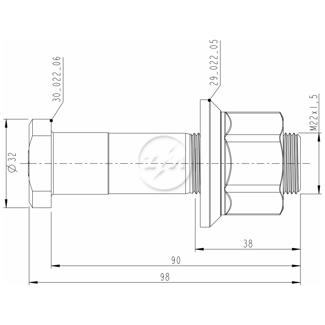 Kit 24 Parafuso Roda M22-1,5x90/100xCH33xH30 - ZM - 4002299
