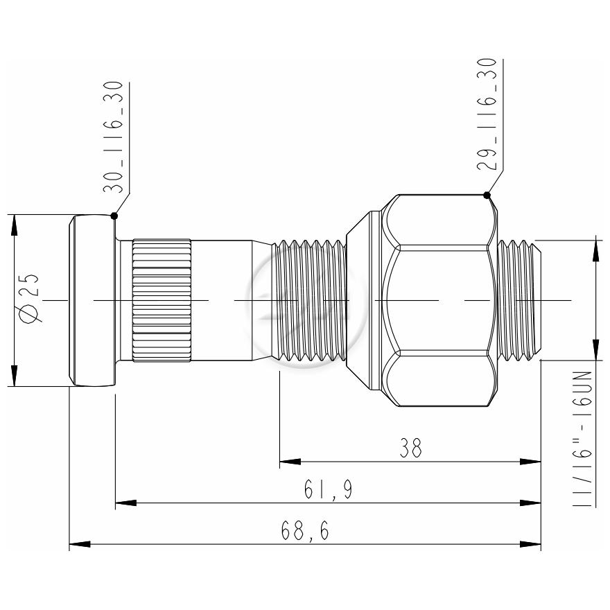 Kit 20 Parafuso Roda 11/16"x61,9/68,6 - ZM - 40.116.30