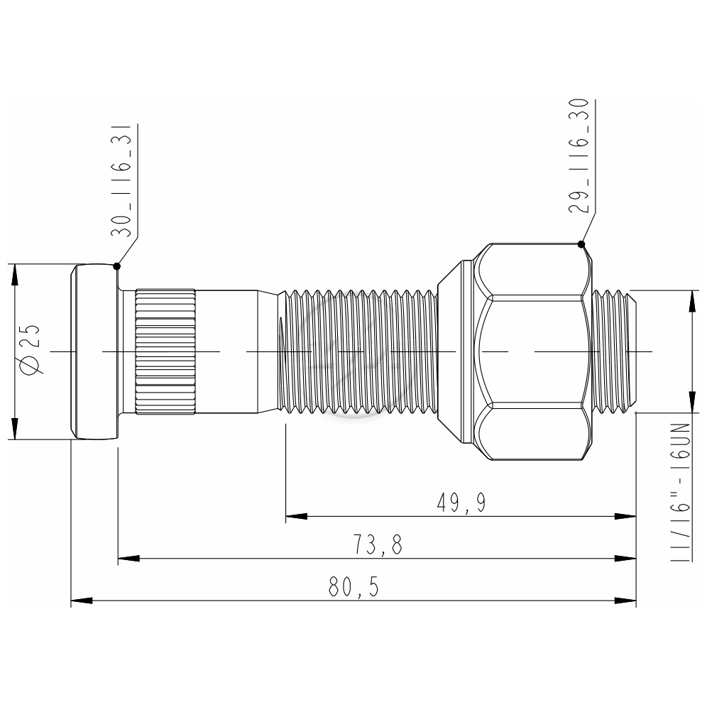 Kit 20 Parafuso Roda 11/16"x73,8/80,5 - ZM - 40.116.31