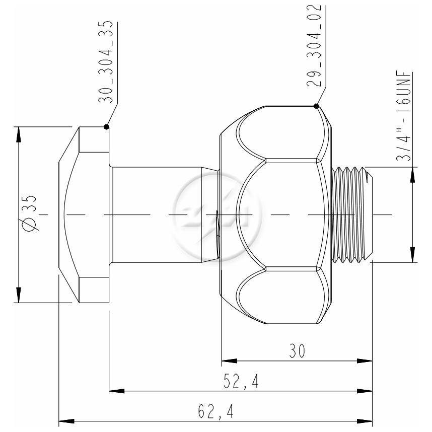 Kit 12 Parafuso Roda 3/4"x52,4/62,4xCH1.1/2" - ZM - 4030435