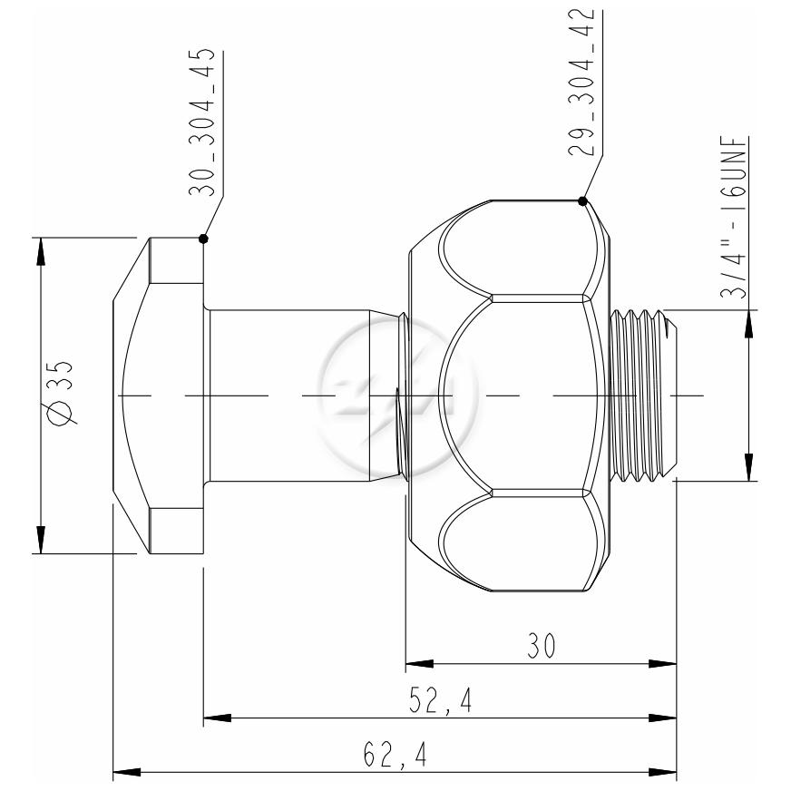 Kit 12 Parafuso Roda 3/4"x52,4/62,4xCH1.1/2" - ZM - 4030445