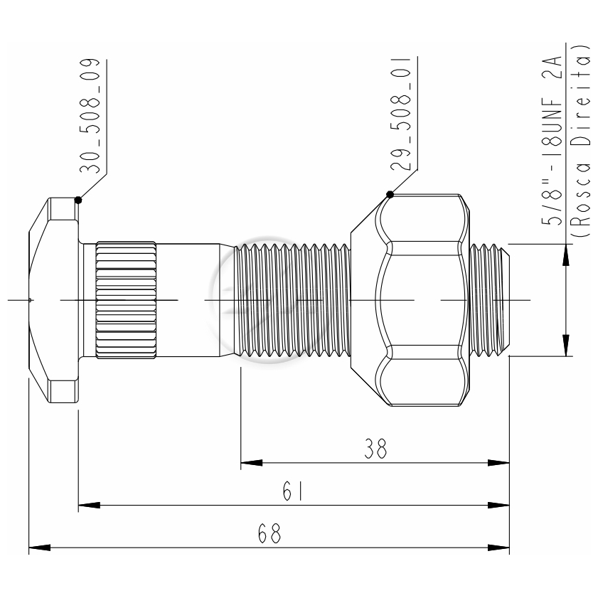 Prisioneiro de Roda com Porca Caixa com 46 Unidades para Ford F-350 e F-4000 - ZM - 40.508.09